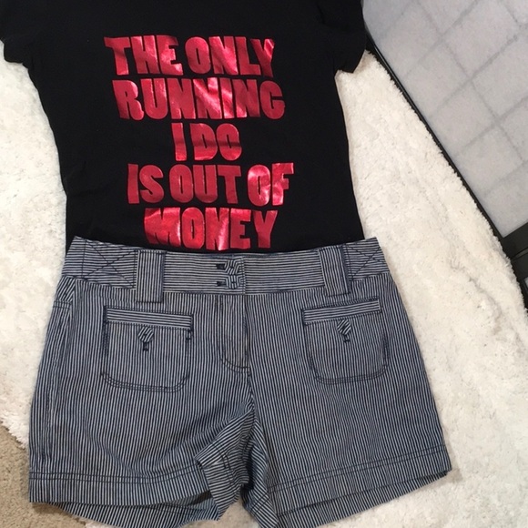 LOFT Pants - Ann Taylor Loft blue& white striped shorts